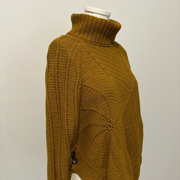 Anthropologie Angel Of The North Harvest Moon Poncho Sweater Cotton Knit Size XS - Picture 7 of 16